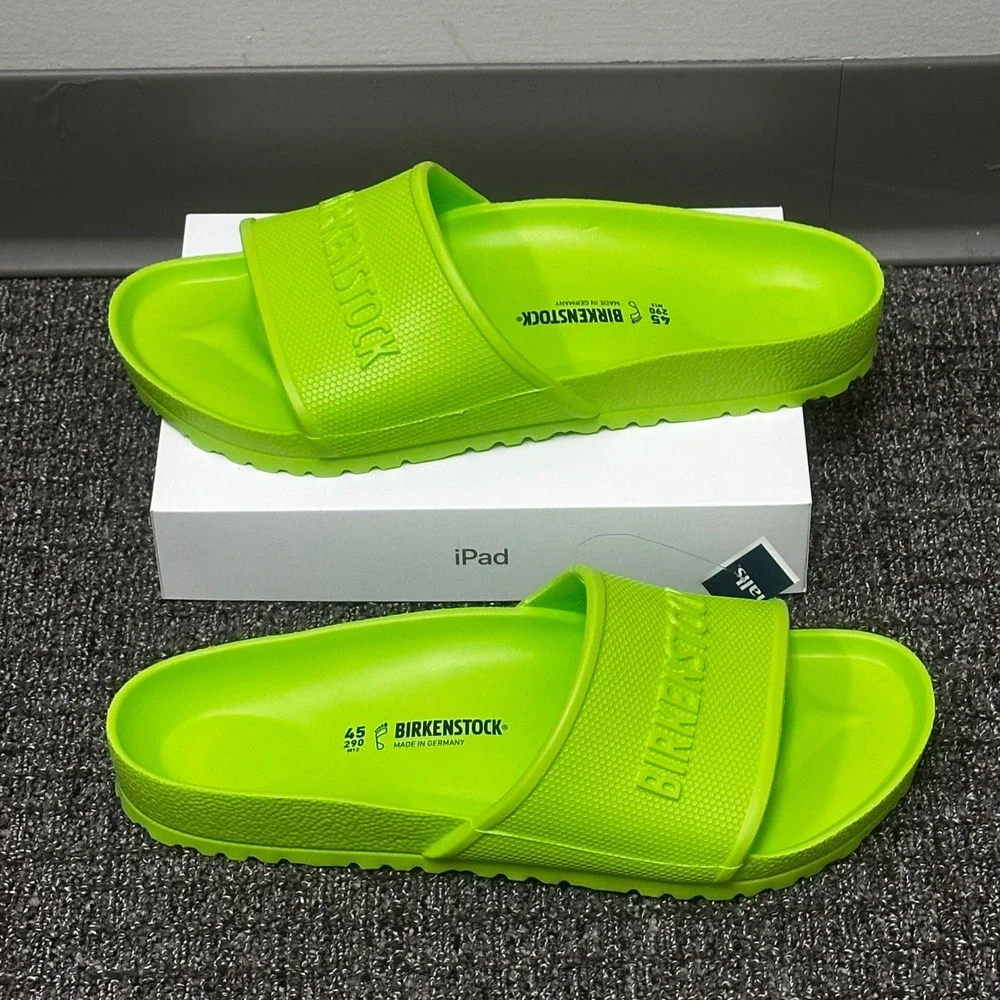 Birkenstock Barbados EVA Slides Men 12 Neon Lime Green Waterproof Sandals NWOB